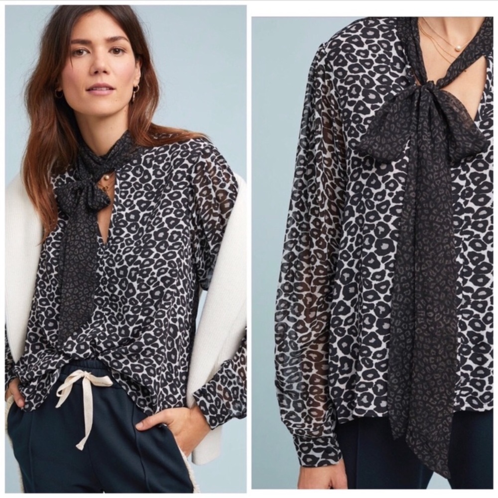 ✨3/15✨ NWOT Anthropologie Leopard Blouse PS SFH